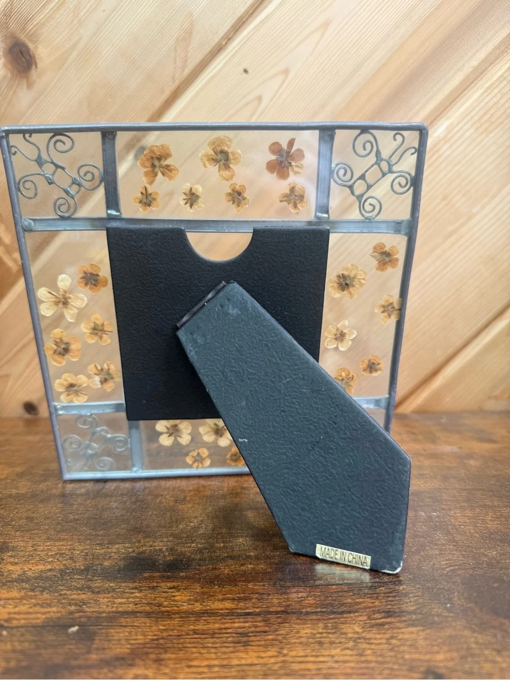 Floral Pressed Flower Leaded Glass Photo Frame - Cream Floral